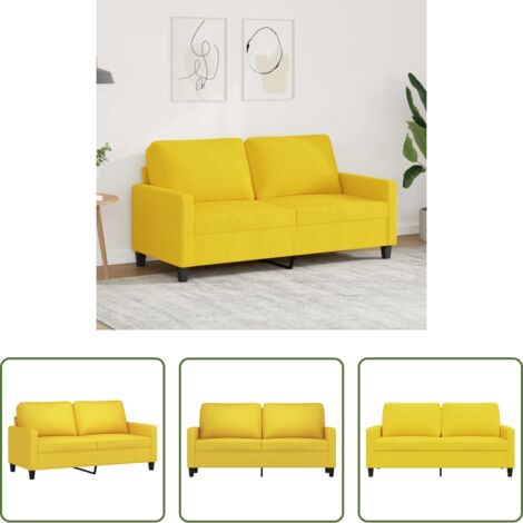 Sofá de tela -  Sofá de 2 plazas de tela amarillo claro 140 cm