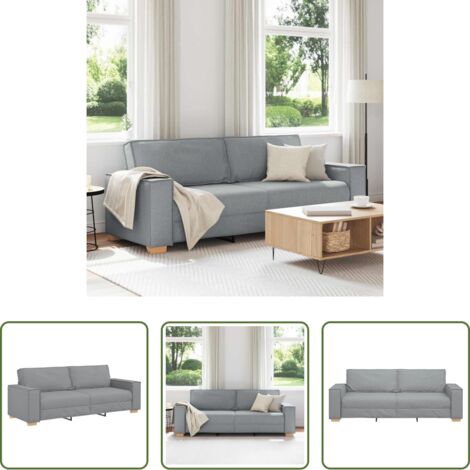Sofá de tela -  Sofá de 3 plazas de tela gris claro, 220x78x84 cm