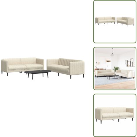 Sofá de tela - vidaXL Juego de sofás 2 piezas tela color crema - Sofá de madera
