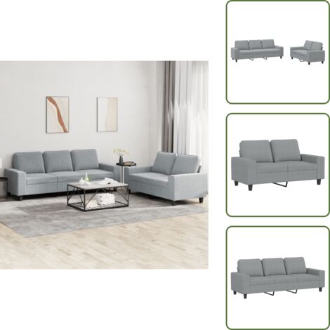 Sofá de tela - vidaXL Juego de sofás 2 piezas tela gris claro - Sofá de madera contrachapada