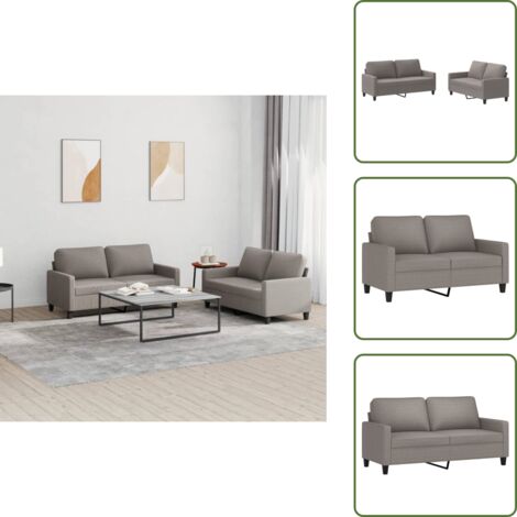 Sofá de tela - vidaXL Juego de sofás con cojines 2 piezas tela gris taupe - Sofá de madera contrachapada