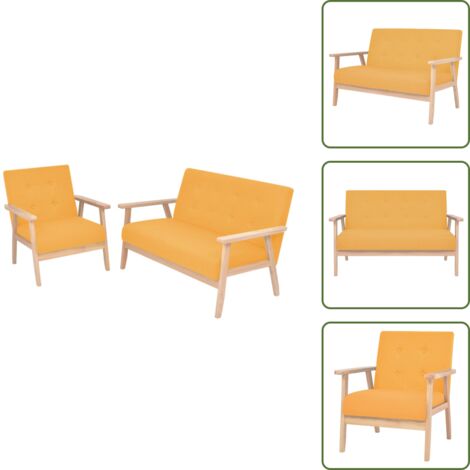 Sofá de tela - vidaXL Juego de sofás de tela de 2 piezas color amarillo - Sillón amarillo