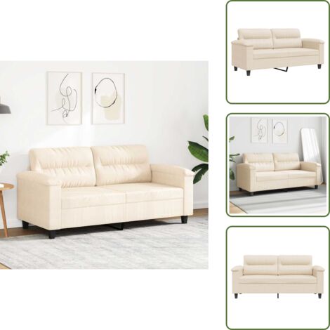 Sofá de tela - vidaXL Sofá de 2 plazas de tela de microfibra beige 140 cm - Sofá de 140 cm