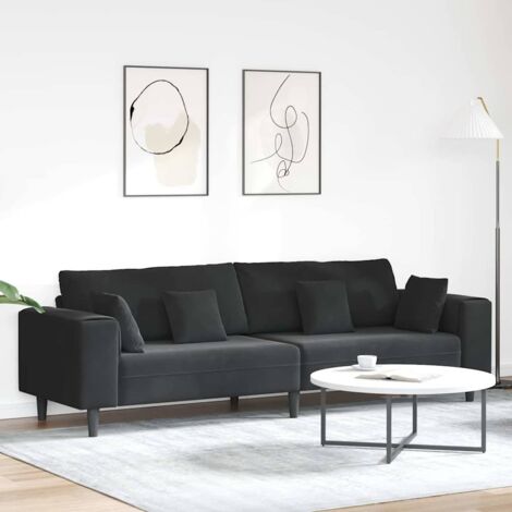 Sofá de terciopelo con cojín Negro 208 cm Terciopelo