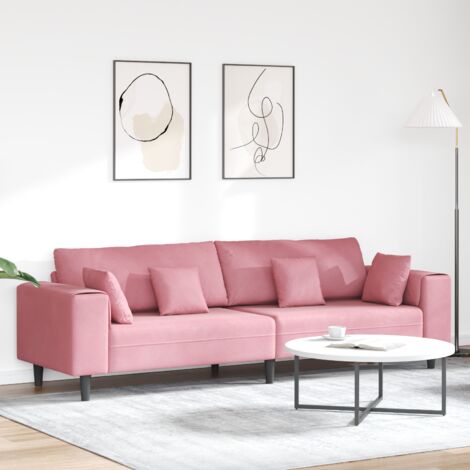 Sofá de terciopelo con cojín Rosa 209 cm Terciopelo vidaXL