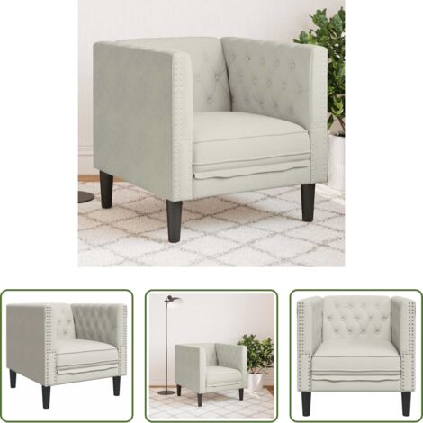 Sofá de terciopelo -  Sillón Chesterfield de terciopelo blanco crema