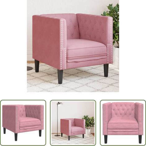 Sofá de terciopelo -  Sillón Chesterfield de terciopelo rosa