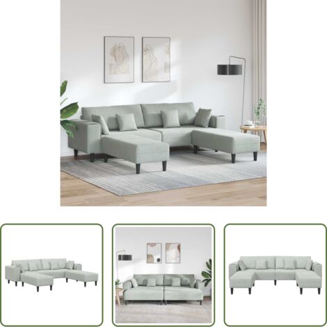 Sofá de terciopelo -  Sofá con cojín 3 pcs Gris Claro Terciopelo