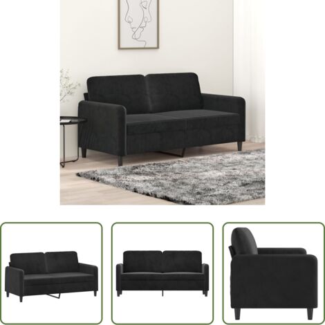 Sofá de terciopelo -  Sofá de 2 plazas terciopelo negro 140 cm