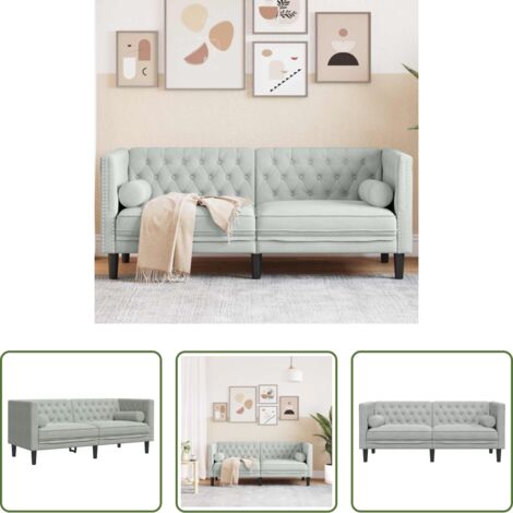 Sofá de terciopelo -  Sofá Gris Claro 174 x 74,5 x 70,5 cm Terciopelo
