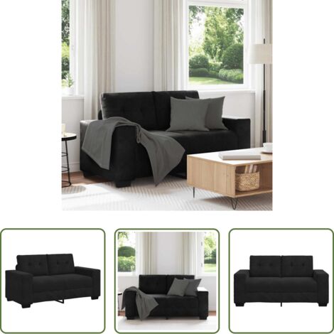 Sofá de terciopelo -  Sofá Loveseat Terciopelo Negro 160x77x82 cm