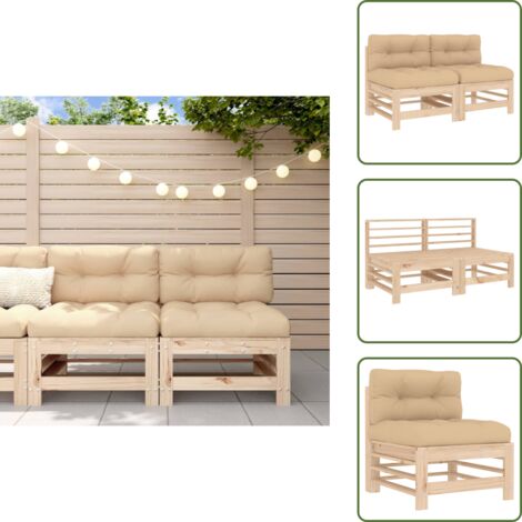 Sofá de terraza - vidaXL Sofás centrales con cojines 2 uds madera maciza de pino - Sofá de patio
