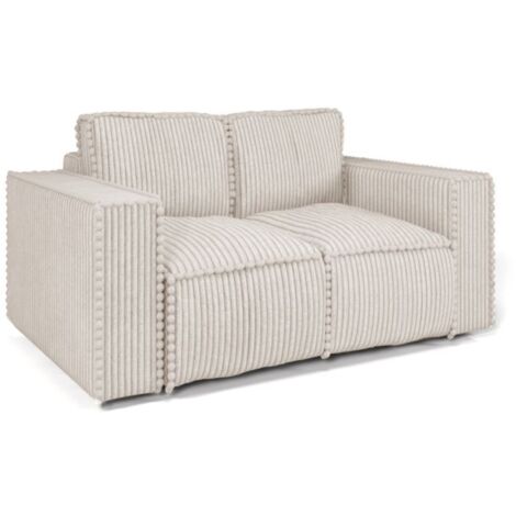 Sofa Designersofa 2-Sitzer VAJANA Stoff Tilia Creme