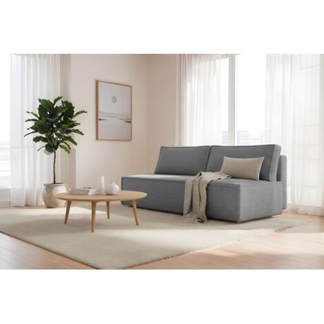 Sofa Designersofa AMANDA 3-Sitzer mit Schlaffunktion in Stoff Poso Grau