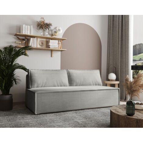 Sofa Designersofa AMANDA 3-Sitzer mit Schlaffunktion in Stoff Zoom Grau