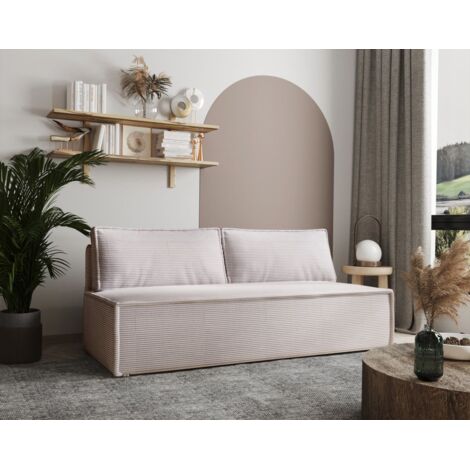 Sofa Designersofa AMANDA 3-Sitzer mit Schlaffunktion in Stoff Zoom Hellgrau