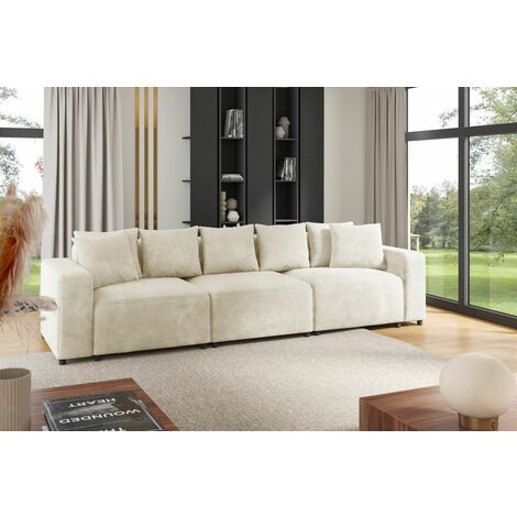 Sofa Designersofa Bigsofa MEGAN 3-Sitzer in Stoff Poso Creme