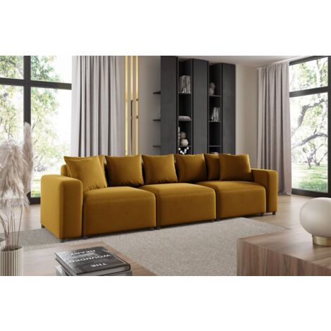 Sofa Designersofa Bigsofa MEGAN 3-Sitzer in Stoff Salvador Honiggelb