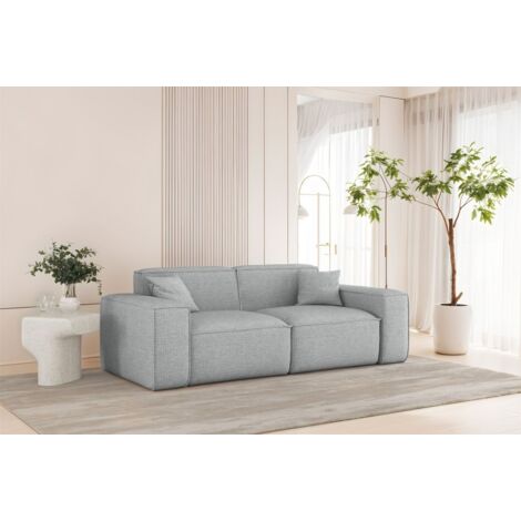 Sofa Designersofa CELES PREMIUM 2-Sitzer in Stoff Artico Hellgrau