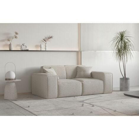 Sofa Designersofa CELES PREMIUM 2-Sitzer in Stoff Ascot Bukla Beige