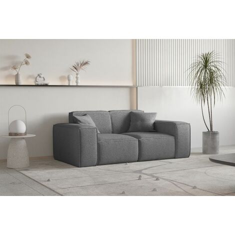 Sofa Designersofa CELES PREMIUM 2-Sitzer in Stoff Ascot Bukla Graphit