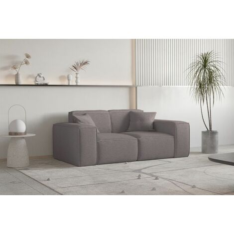 Sofa Designersofa CELES PREMIUM 2-Sitzer in Stoff Ascot Bukla Taupe
