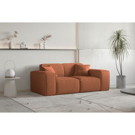 Sofa Designersofa CELES PREMIUM 2-Sitzer in Stoff Ascot Bukla Terracotta