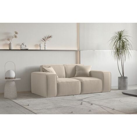 Sofa Designersofa CELES PREMIUM 2-Sitzer in Stoff Opera Velvet Beige