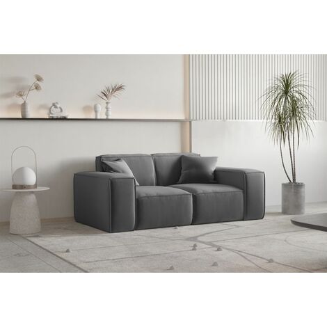 Sofa Designersofa CELES PREMIUM 2-Sitzer in Stoff Opera Velvet Dunkelgrau