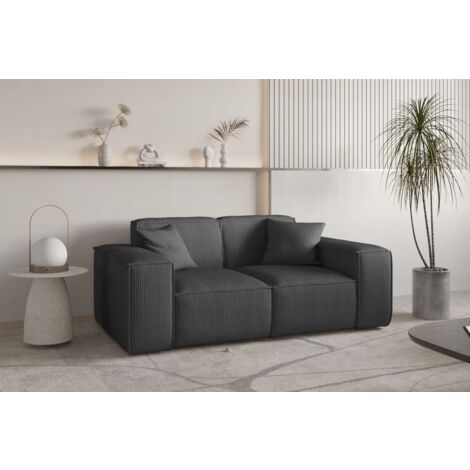 Sofa Designersofa CELES PREMIUM 2-Sitzer in Stoff Scala Anthrazit