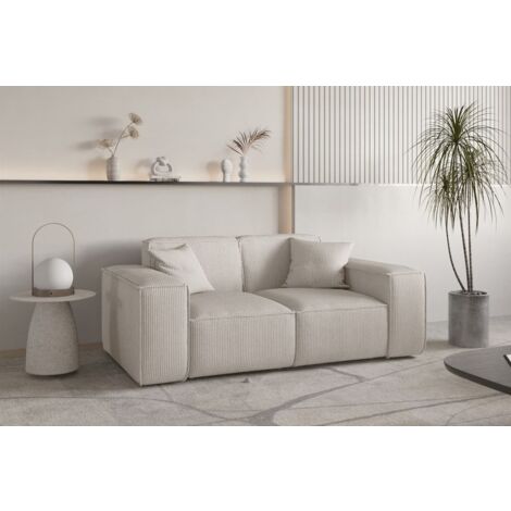 Sofa Designersofa CELES PREMIUM 2-Sitzer in Stoff Scala Hellbeige