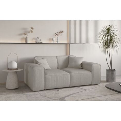 Sofa Designersofa CELES PREMIUM 2-Sitzer in Stoff Scala Sandgrau