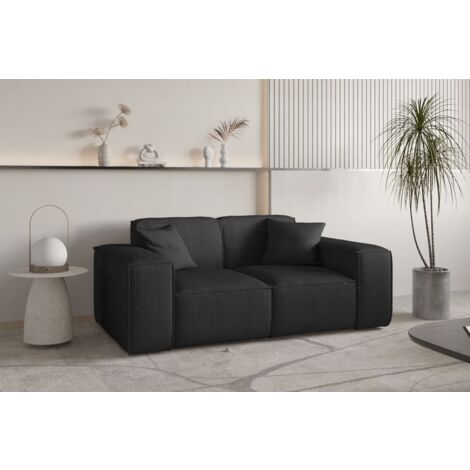 Sofa Designersofa CELES PREMIUM 2-Sitzer in Stoff Scala Schwarz