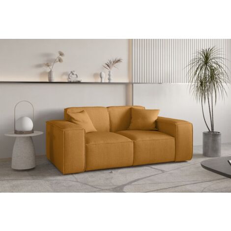 Sofa Designersofa CELES PREMIUM 2-Sitzer in Stoff Scala Senfgelb