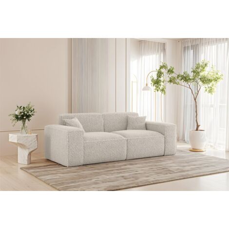 Sofa Designersofa CELES PREMIUM 2-Sitzer in Stoff Sven Altweiß