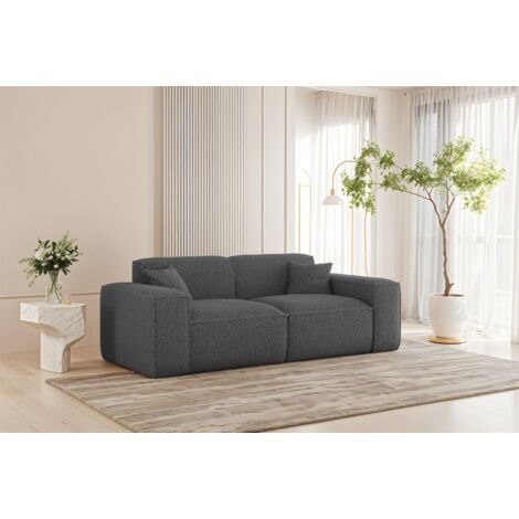 Sofa Designersofa CELES PREMIUM 2-Sitzer in Stoff Sven Dunkelgrau