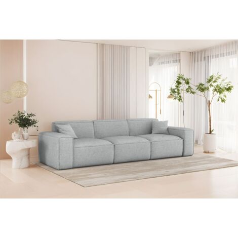 Sofa Designersofa CELES PREMIUM 3-Sitzer in Stoff Artico Hellgrau