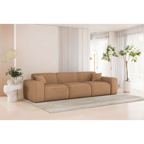Sofa Designersofa CELES PREMIUM 3-Sitzer in Stoff Artico Rostbraun