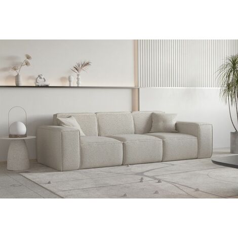 Sofa Designersofa CELES PREMIUM 3-Sitzer in Stoff Ascot Bukla Beige