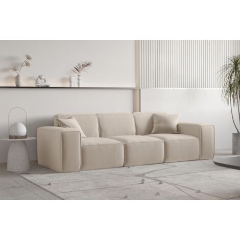 Sofa Designersofa CELES PREMIUM 3-Sitzer in Stoff Opera Velvet Sand