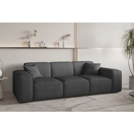 Sofa Designersofa CELES PREMIUM 3-Sitzer in Stoff Scala Anthrazit