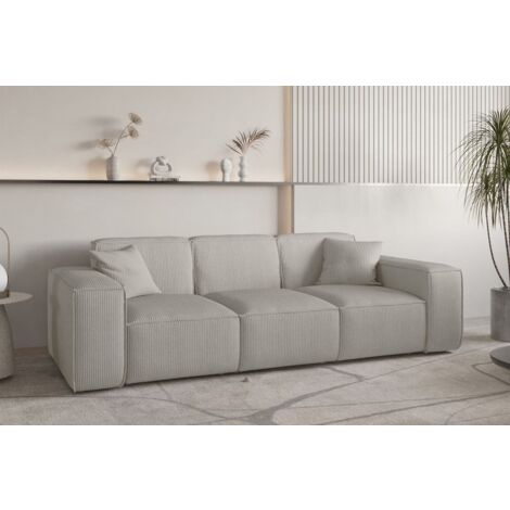 Sofa Designersofa CELES PREMIUM 3-Sitzer in Stoff Scala Sandgrau