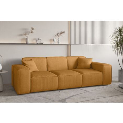 Sofa Designersofa CELES PREMIUM 3-Sitzer in Stoff Scala Senfgelb
