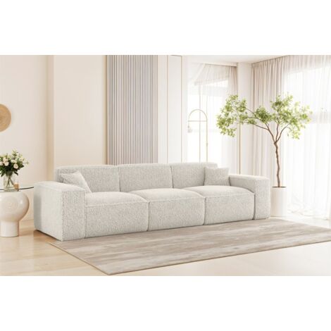 Sofa Designersofa CELES PREMIUM 3-Sitzer in Stoff Sven Altweiß