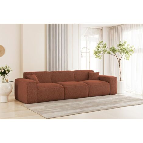 Sofa Designersofa CELES PREMIUM 3-Sitzer in Stoff Sven Rostbraun