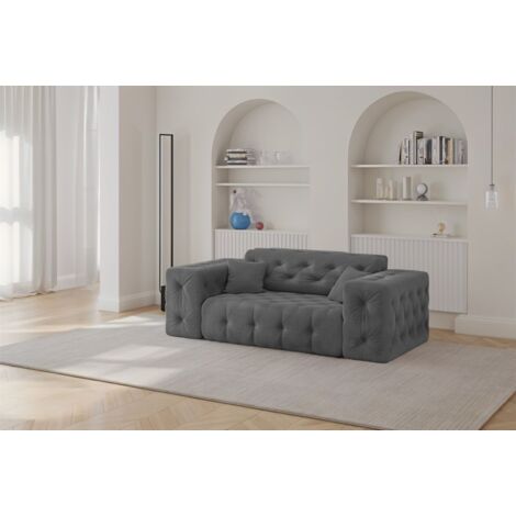 Sofa Designersofa CHANTAL 2-Sitzer in Stoff Moly Anthrazit