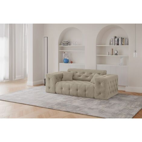 Sofa Designersofa CHANTAL 2-Sitzer in Stoff Moly Beige