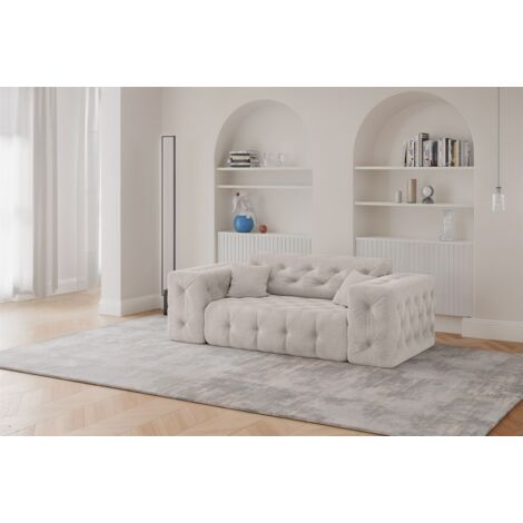 Sofa Designersofa CHANTAL 2-Sitzer in Stoff Moly Creme