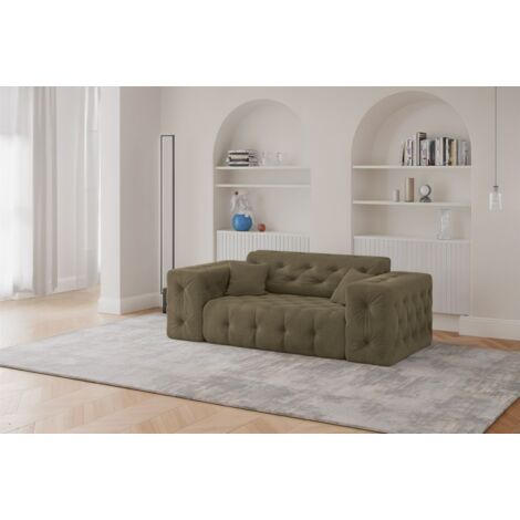 Sofa Designersofa CHANTAL 2-Sitzer in Stoff Moly Grün