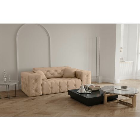 Sofa Designersofa CHANTAL 2-Sitzer in Stoff Opera Velvet Beige